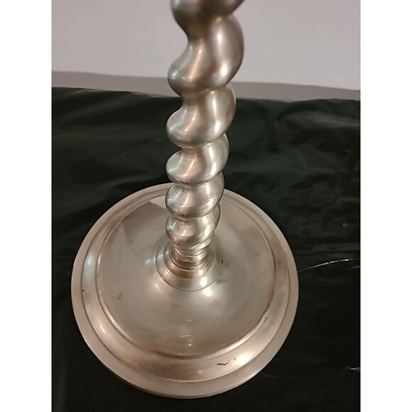 Silver Pewter Chunky Swirl Twisted Spiral Silver Candlestick Holders 20.5" - Picture 2 of 10